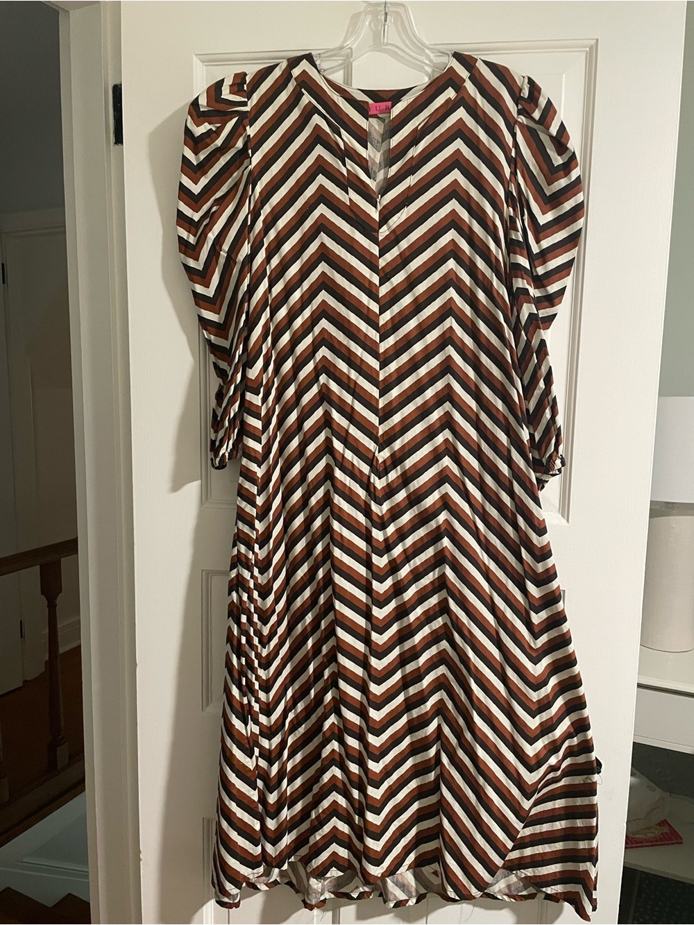 BURU Brown Chevron Midi Dress - Size M